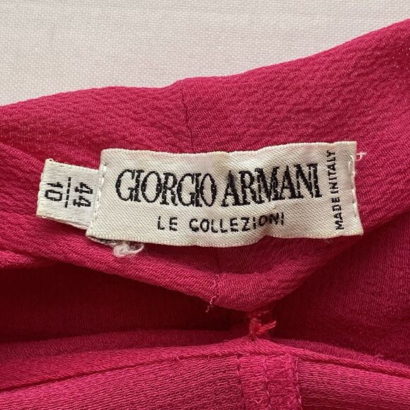 Vintage 80's Giorgio Armani Magenta Silk Semi-Sheer Wrap Front Blouse Size 10 - Picture 11 of 16